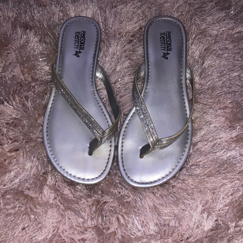 Silver flip flops